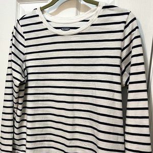 Old Navy Women's Large Long-Sleeved Crew Neck Striped Top